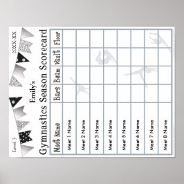 Gymnastiek Scorecard Poster 8 SilverGlitter
