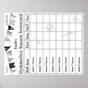 Gymnastiek Scorecard Poster 8 SilverGlitter