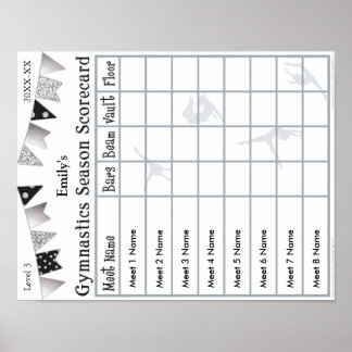 Gymnastiek Scorecard Poster 8 SilverGlitter