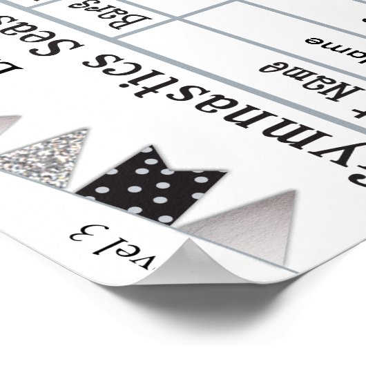 Gymnastiek Scorecard Poster 9 SilverGlitter (Hoek)