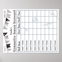Gymnastiek Scorecard Poster 9 SilverGlitter