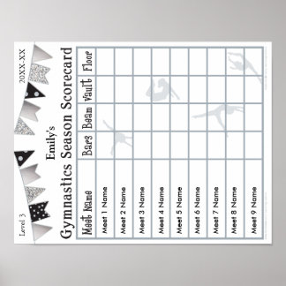 Gymnastiek Scorecard Poster 9 SilverGlitter