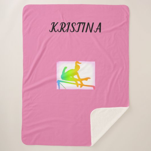 GYMNASTIEK SHERPA GROTE DEKEN MET NAAM. (Voorkant)