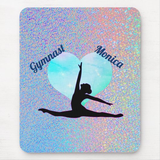 Gymnastiek Silver Sparkle Hologram Muismat (Voorkant)