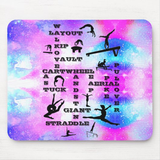 Gymnastiek Skills Hologram Crossword Mousepad Muismat (Voorkant)