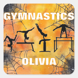 Gymnastiek Spooky Spiderweb Halloween Vierkante Sticker