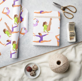 Gymnastiek springen Cartwheels meisje verjaardagsf Cadeaupapier
