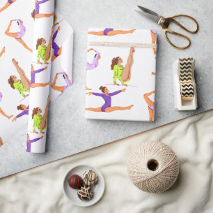 Gymnastiek springen Cartwheels meisje verjaardagsf Cadeaupapier