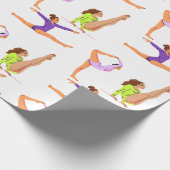 Gymnastiek springen Cartwheels meisje verjaardagsf Cadeaupapier (Hoek)