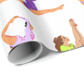 Gymnastiek springen Cartwheels meisje verjaardagsf Cadeaupapier (Rol Hoek)