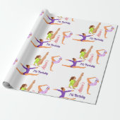 Gymnastiek springen Cartwheels meisje verjaardagsf Cadeaupapier (Uitgerold)