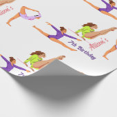 Gymnastiek springen Cartwheels meisje verjaardagsf Cadeaupapier (Hoek)