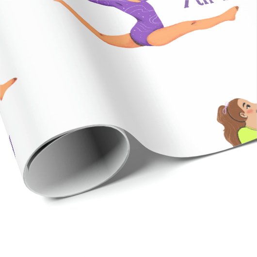 Gymnastiek springen Cartwheels meisje verjaardagsf Cadeaupapier (Rol Hoek)
