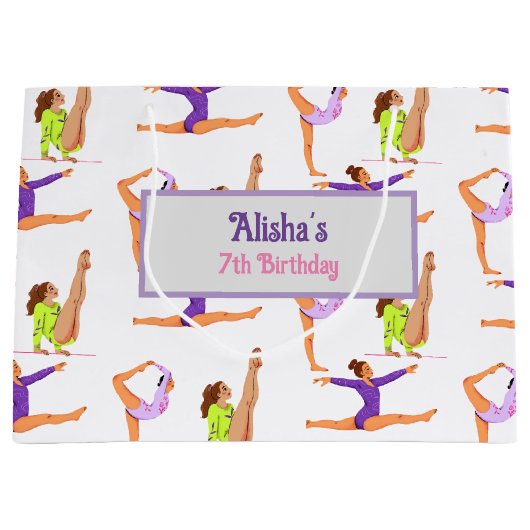 Gymnastiek springen Cartwheels meisje verjaardagsf Groot Cadeauzakje (Voorkant)