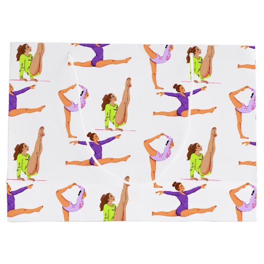 Gymnastiek springen Cartwheels meisje verjaardagsf Groot Cadeauzakje (Achterkant)