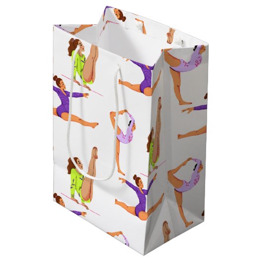 Gymnastiek springen Cartwheels meisje verjaardagsf Medium Cadeauzakje (Voorkant Gekanteld)