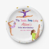 Gymnastiek sprong Cartwheels meisje verjaardagsfee Papieren Bordje (Voorkant)