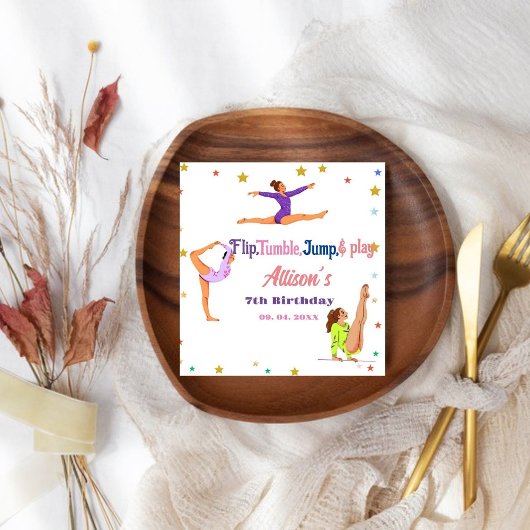 Gymnastiek sprong Cartwheels meisje verjaardagsfee Servet