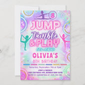 Gymnastiek Sprong Verjaardagsfeestuitnodiging Kaart (Voorkant)