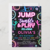 Gymnastiek Sprong Verjaardagsfeestuitnodiging Kaart (Voorkant)