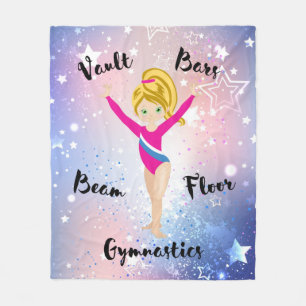 Gymnastiek Star Blonde, Green Eyes, Roze Leotard Fleece Deken
