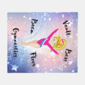 Gymnastiek Star Blonde, Green Eyes, Roze Leotard Fleece Deken (Voorkant (Horizontaal))