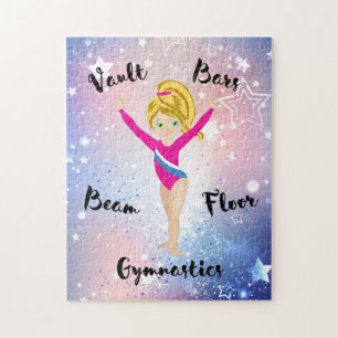 Gymnastiek Star Blonde, Green Eyes, Roze Leotard Legpuzzel