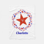 Gymnastiek Stars Monogrammen Naam Red White Blue Fleece Deken (Voorkant)