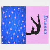 Gymnastiek Stars roze & blauw op maat Fleece Deken (Voorkant (Horizontaal))