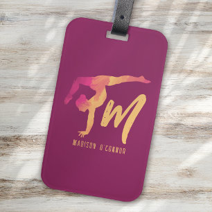 Gymnastiek Stationery   Monogram Initiaal Bagagelabel