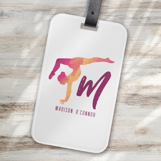 Gymnastiek Stationery | Monogram Initiaal Bagagelabel