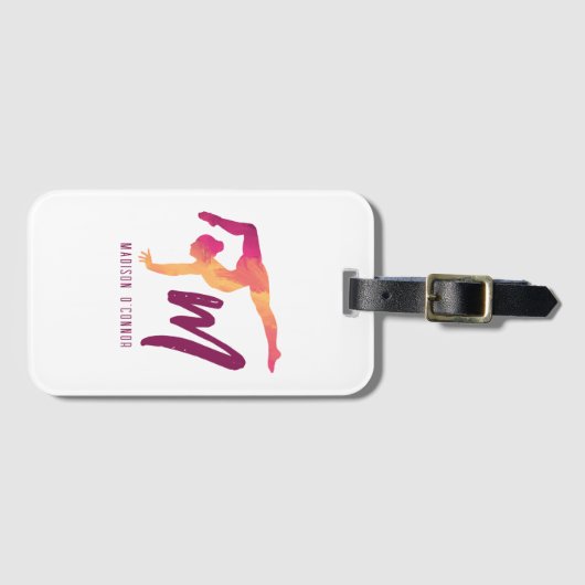 Gymnastiek Stationery | Monogram Initiaal Bagagelabel (Voorkant (horizontaal))