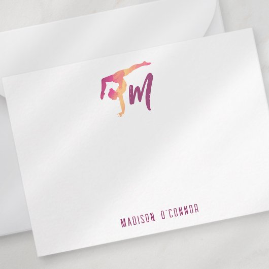 Gymnastiek Stationery | Monogram Initiaal Notitiekaartje