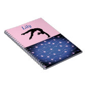 Gymnastiek sterren roze en blauw gepersonaliseerd notitieboek (Rechterzijde)
