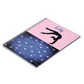 Gymnastiek sterren roze en blauw gepersonaliseerd notitieboek (Linkerzijde)