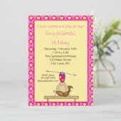 Gymnastiek Stick Figuur Birthday Uitnodiging (Staand voorkant)