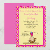 Gymnastiek Stick Figuur Birthday Uitnodiging (Voorkant / Achterkant)