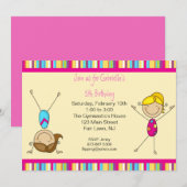 Gymnastiek Stick Figuur Birthday Uitnodiging (Voorkant / Achterkant)