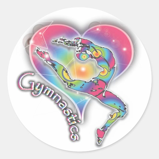 Gymnastiek Sticker met Hart en Regenboog (Voorkant)