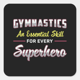 Gymnastiek superheld Acrobat Bars Beam Gymnast Vierkante Sticker