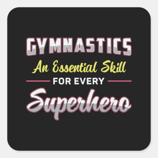 Gymnastiek superheld Acrobat Bars Beam Gymnast Vierkante Sticker (Voorkant)