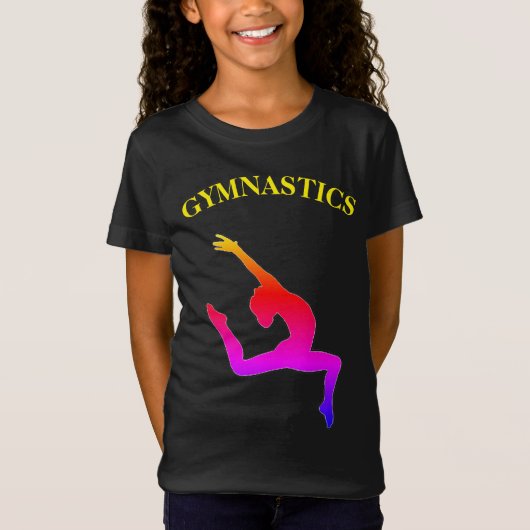 Gymnastiek T-Shirt Leap Rainbow met naam (Voorkant)