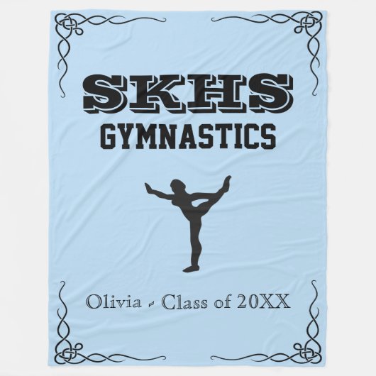 Gymnastiek Team Black Text Fleece Large Blanket (Voorkant)