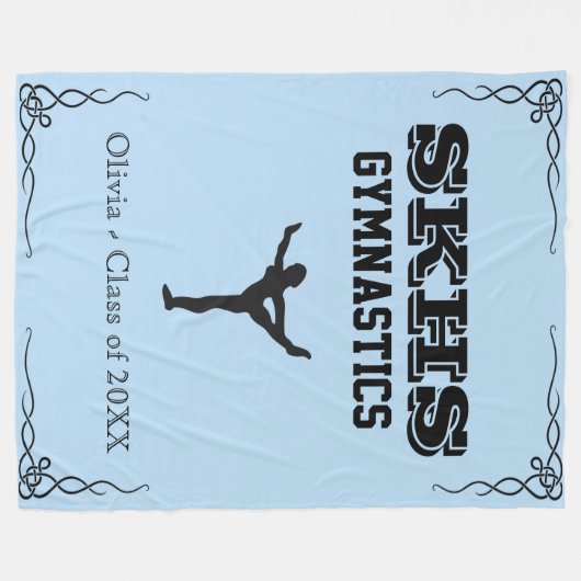 Gymnastiek Team Black Text Fleece Large Blanket (Voorkant (Horizontaal))
