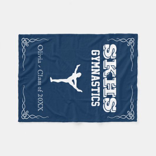 Gymnastiek Team Fleece White Text Small Blanket (Voorkant (Horizontaal))