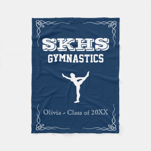 Gymnastiek Team Fleece White Text Small Blanket Deken (Voorkant)