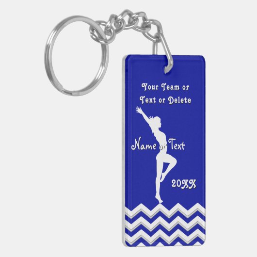 Gymnastiek Team Gifts, uw kleuren Sleutelhanger (Voorkant Links)