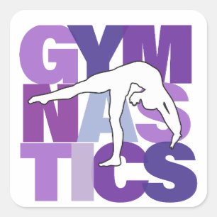 Gymnastiek Terug Buig Woordkunst in Purple Vierkante Sticker