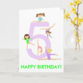 Gymnastiek Thema 5e Verjaardag Kaart (Gele Bloem)