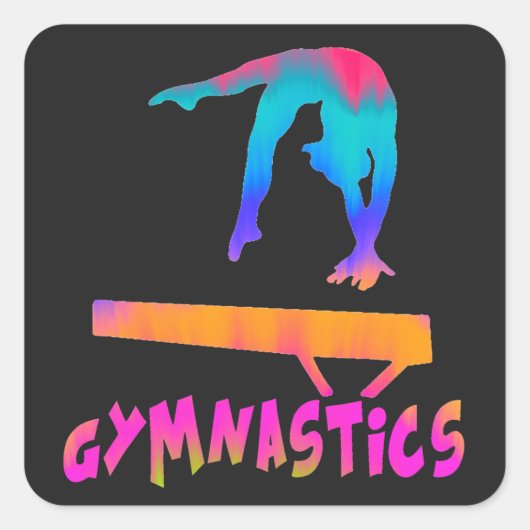 Gymnastiek Tropisch Stropdas-Dye Balance Beam Vierkante Sticker (Voorkant)
